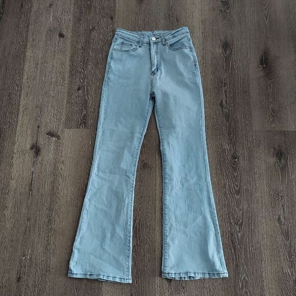 Women's Light Blue High Rise Flare Jeans Small - Picture 1 of 8